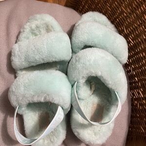 UGG Fluffy Slippers in Mint Green